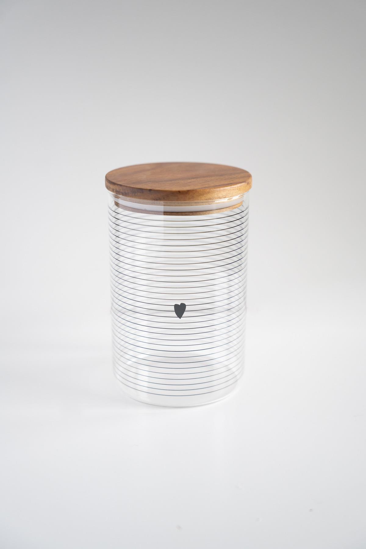 Love 3lü Akasya Vakum Kapaklı Borosilikat Cam Kavanoz Seti (1300+950+650ml)