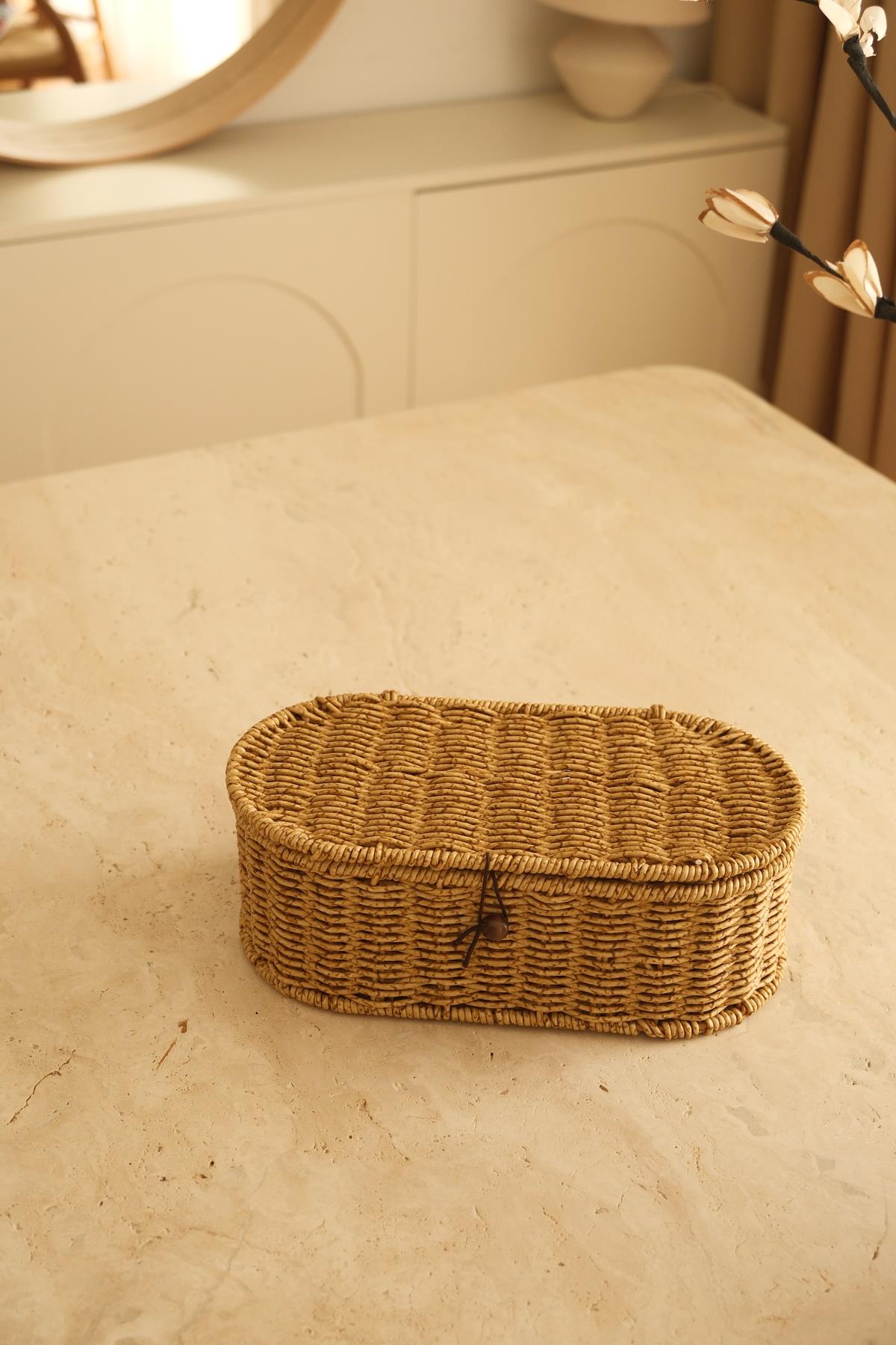 Rattan Oval Düzenleyici Sepet