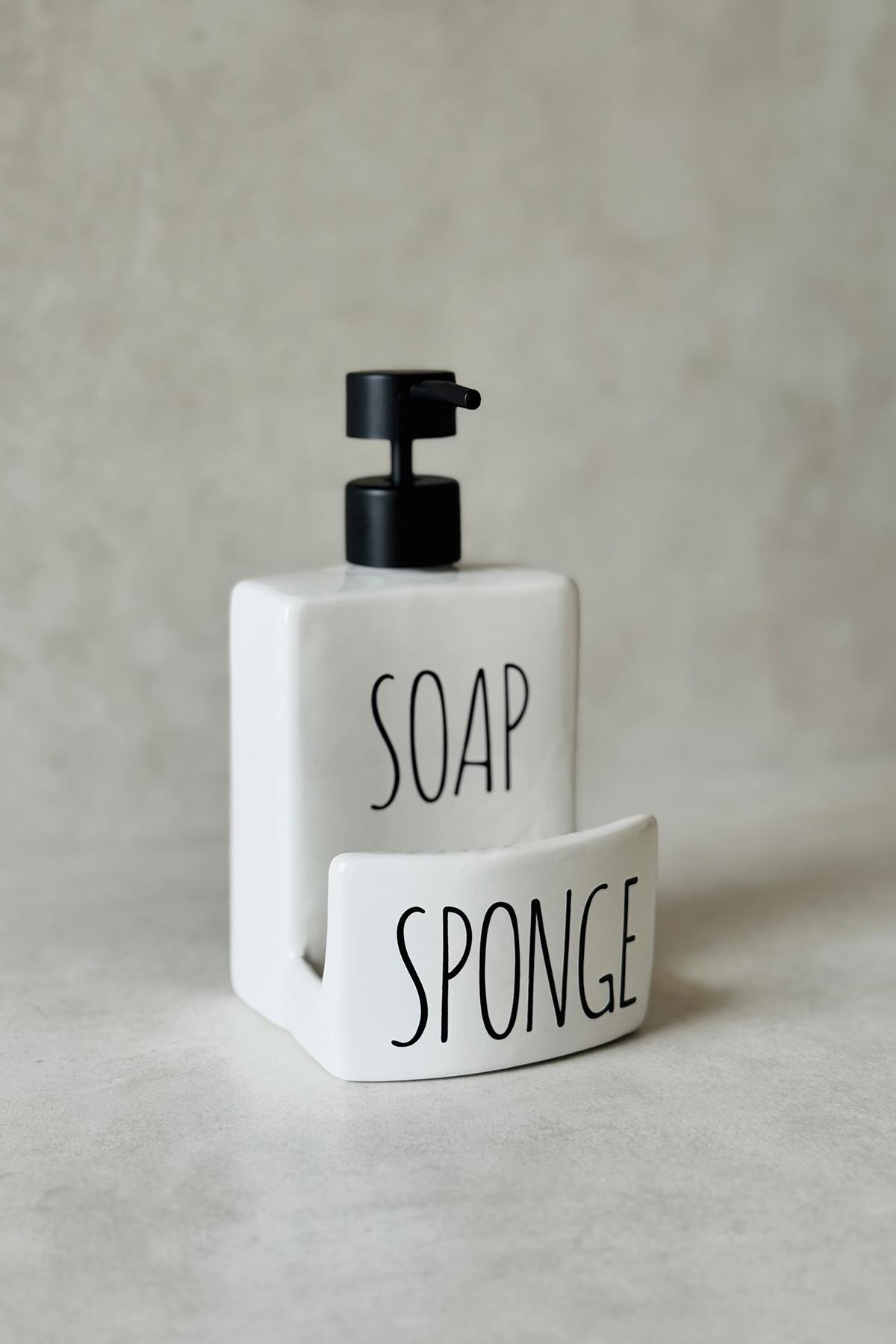 Soap & Sponge Seramik Sıvı Sabunluk
