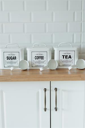 3lü Galvaniz Köşeli Model Tea-Sugar-Coffee Kavanoz Seti (Kürekli)