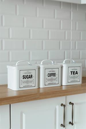 3'lü Galvaniz Köşeli Model Tea-Sugar-Coffee Kavanoz Seti (Kürekli)
