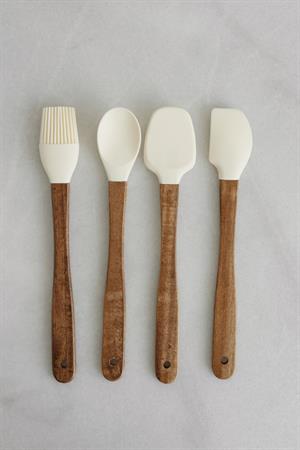 4lü Mini Akasya Krem Silikon Spatula Seti DKRZ-569, one size