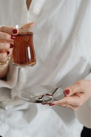 6lı Metal Çay Tabağı ve Metal Çay Kaşık Seti (Paslanmaz Çelik)