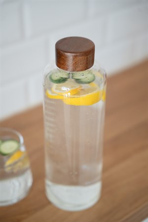 Akasya Kapaklı Ölçekli Cam Matara - 1000 ML