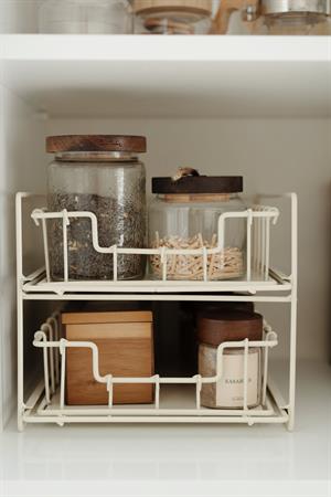 İki Katlı Metal Çekmeceli Organizer (Krem Renk)