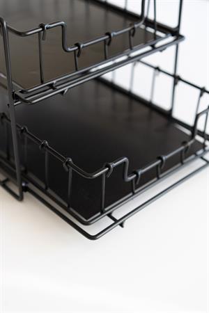 İki Katlı Metal Çekmeceli Organizer (Siyah Renk)