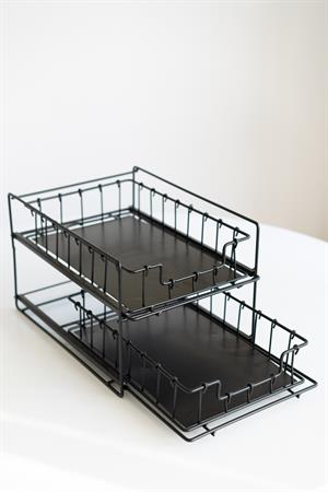 İki Katlı Metal Çekmeceli Organizer (Siyah Renk)