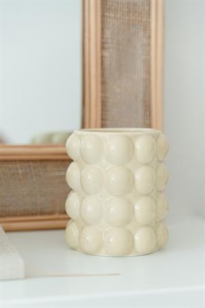 Krem Mini Bubble Seramik Vazo (9x10cm)