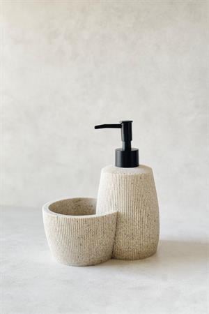 Krem Siyah Başlıklı Polyresin Hazneli Sıvı Sabunluk