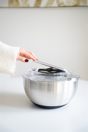 Paslanmaz Çelik Salata Kurutucu Döner Mekanizmalı, Şeffaf Kapaklı