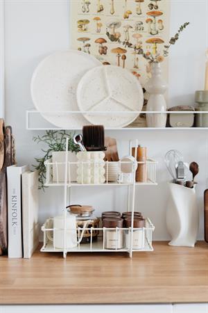 Rustic Çift Katlı Krem Metal Stand