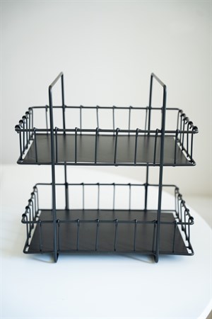 Rustic Çift Katlı Siyah Metal Stand