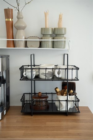 Rustic Çift Katlı Siyah Metal Stand