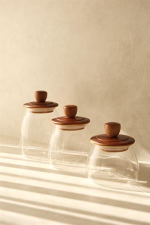 Trio 3lü Akasya Vakum Kapaklı Kavanoz Seti (500ml+750ml+950ml)
