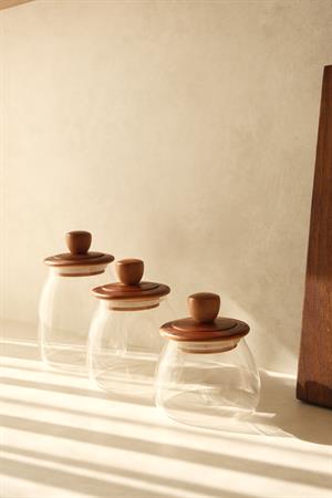 Trio 3lü Akasya Vakum Kapaklı Kavanoz Seti (500ml+750ml+950ml)