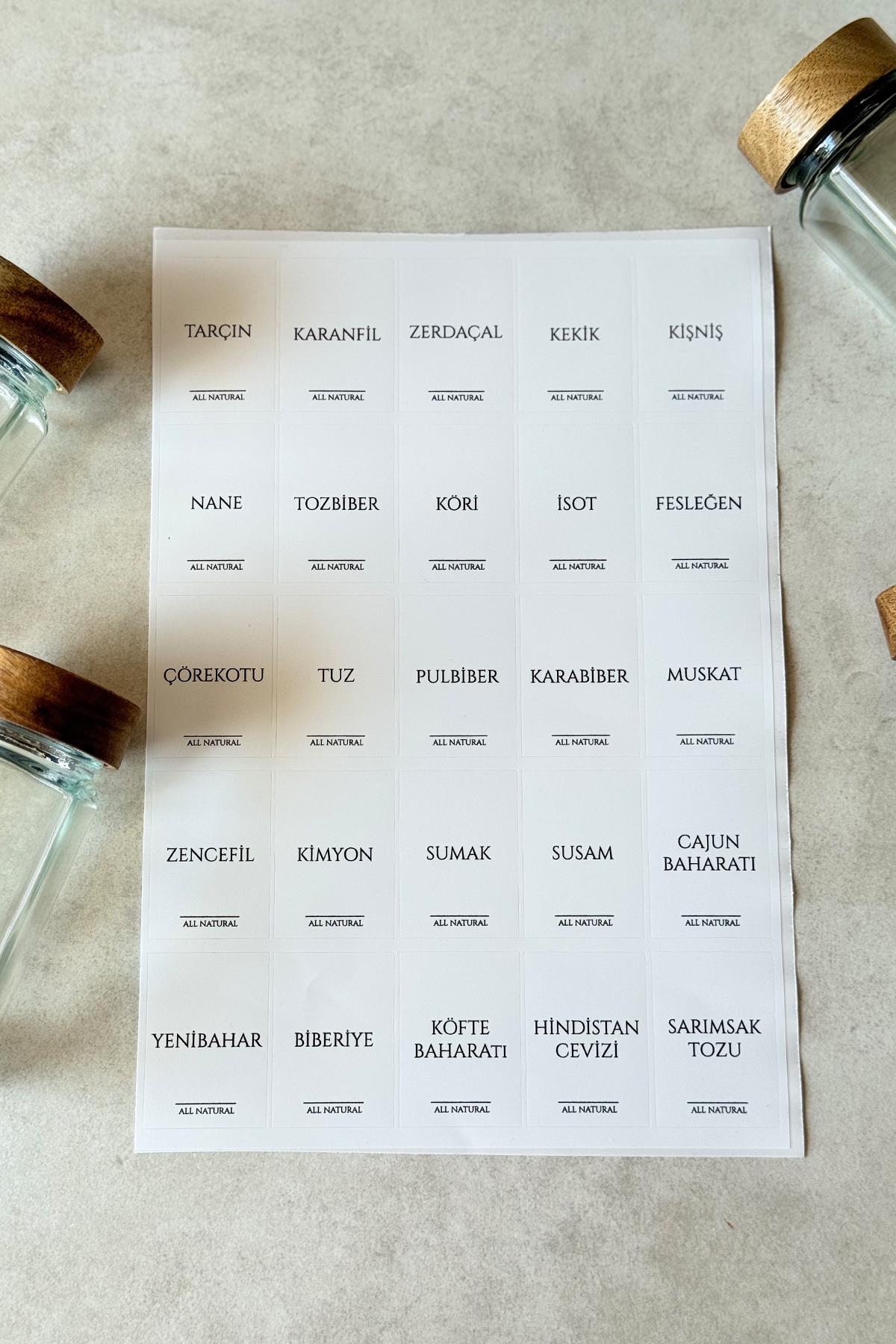 25'li Beyaz Baharatlık Etiketi (%100 suya dayanıklıdır)