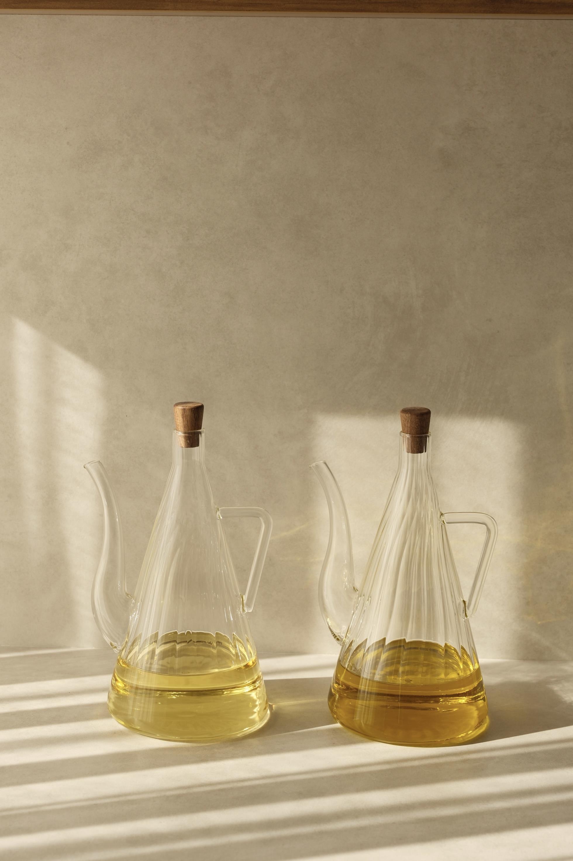 2'li Akasya Tıpalı Çizgili Model İbrik Yağdanlık (750ML)