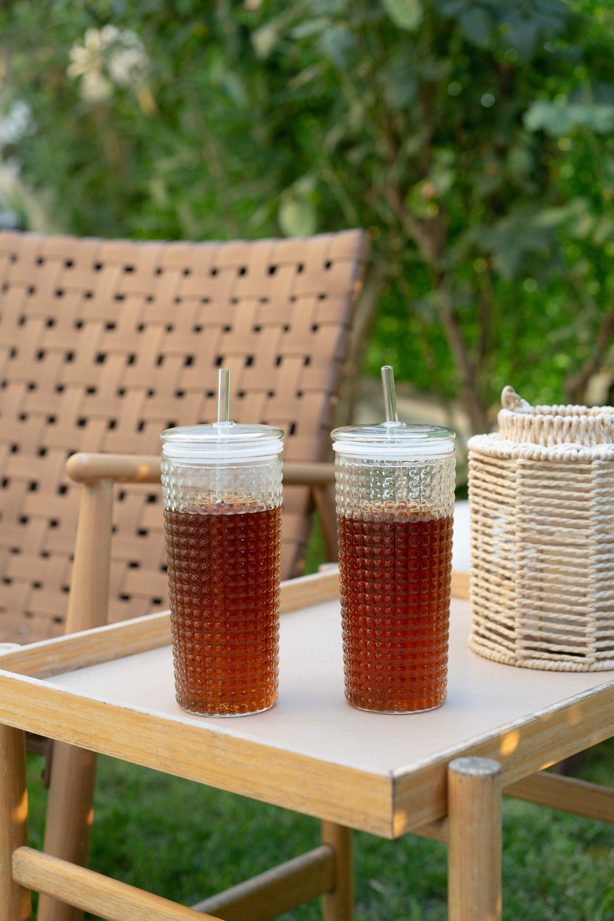 2'li Cam Pipetli Vakum Kapaklı Bardak