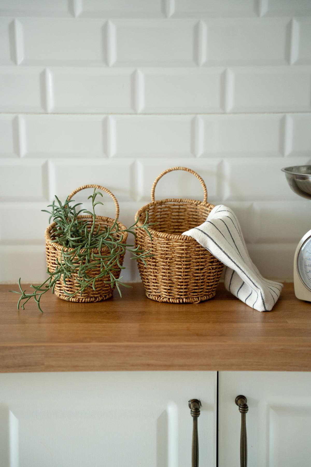 2'li Rattan Kulplu Sepet