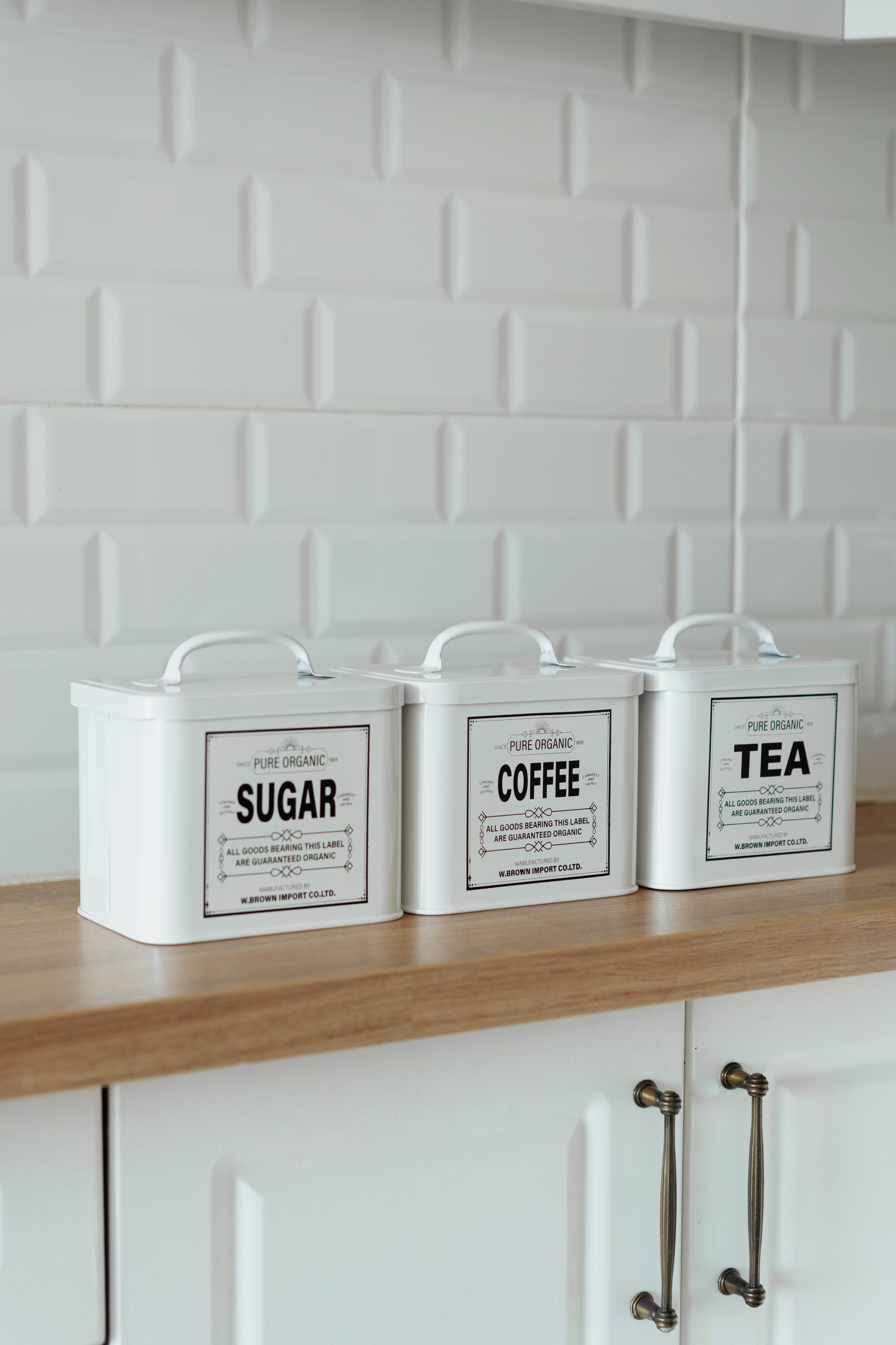 3'lü Galvaniz Köşeli Model Tea-Sugar-Coffee Kavanoz Seti (Kürekli)