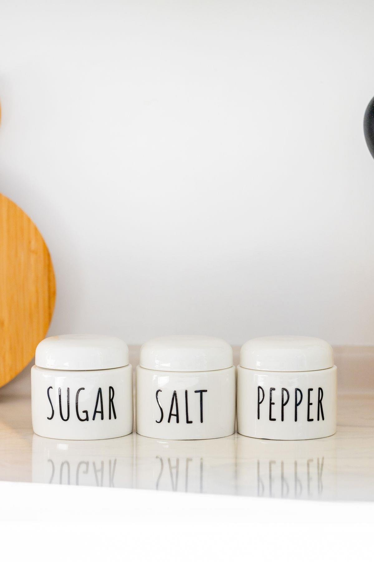 3'lü Porselen Vakum Kapaklı Kavanoz Seti (6 Adet Etiket )