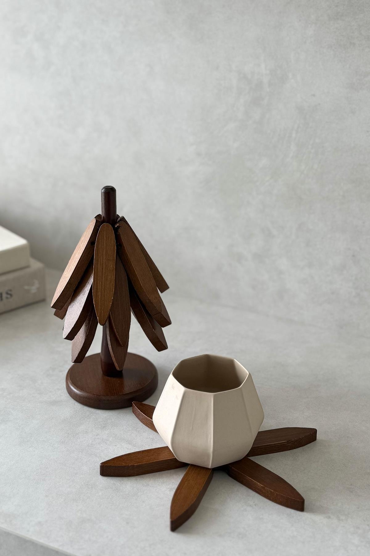 4'lü Ağaç Nihale (Ceviz Rengi) DKRZ-817, one size