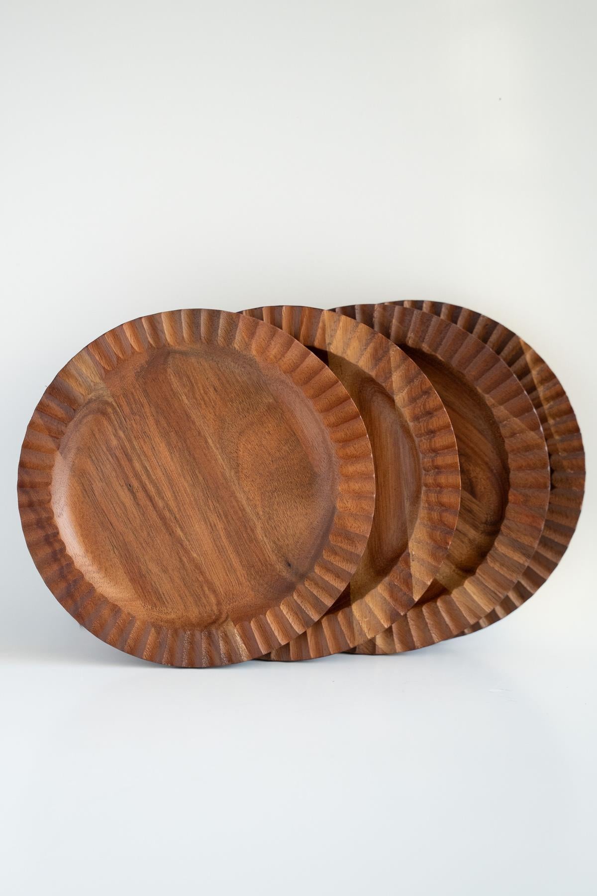 4'lü Akasya Kenar Detaylı Servis Tabağı