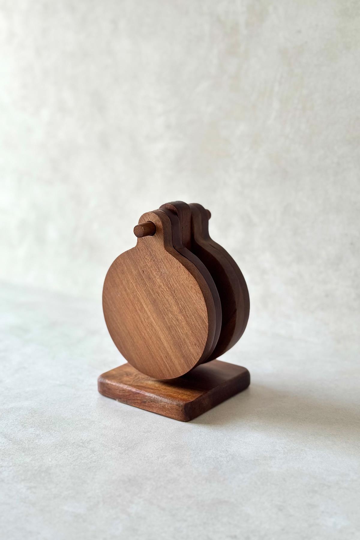 4'lü Akasya Standlı Bardak Altlığı & Nihale