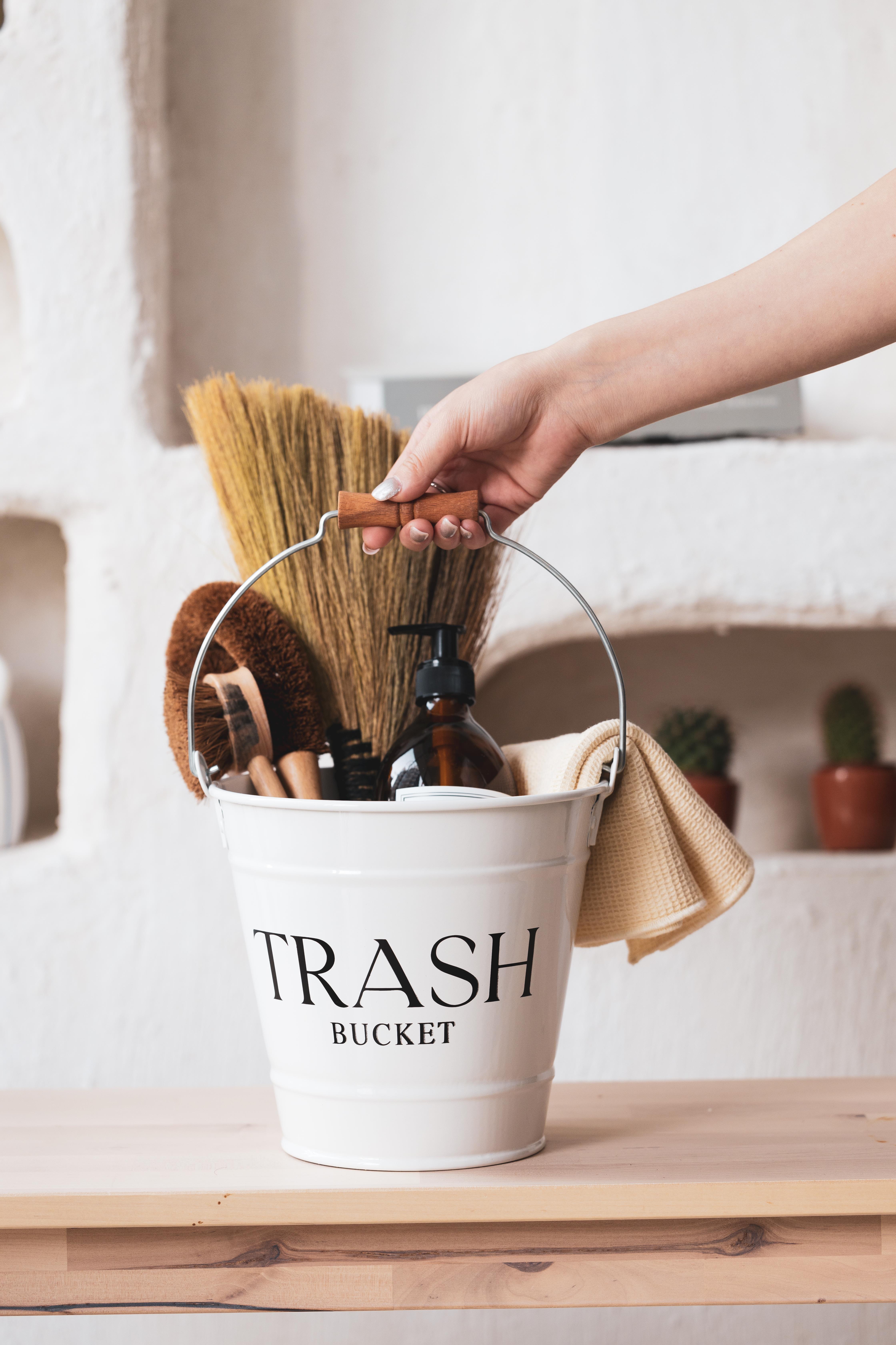Galvaniz Temizlik-Çöp Kovası(TRASH BUCKET BASKILI)
