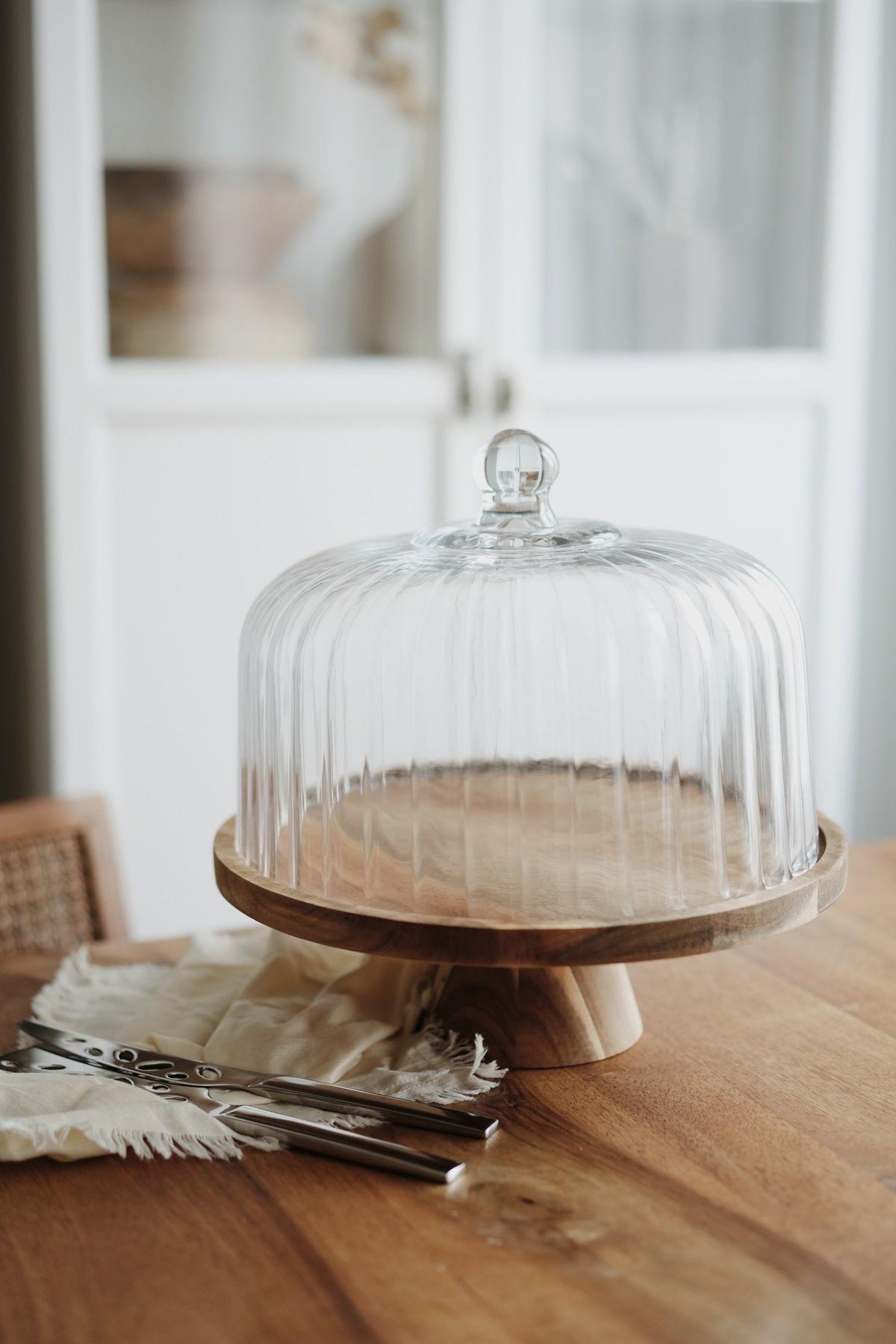 Homes Akasya Standlı Cam Kek Fanusu (Küçük Boy)