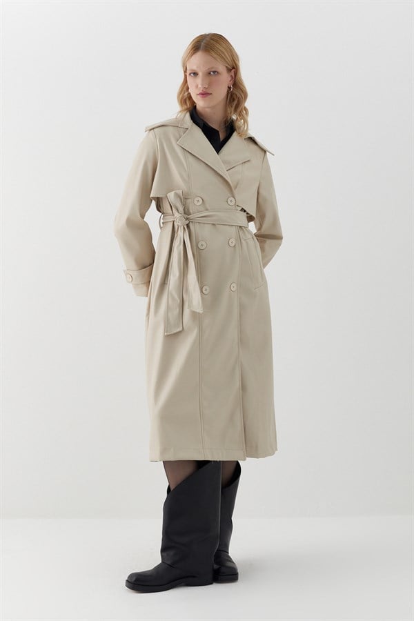 Aller Parça Deri Trençkot Taş