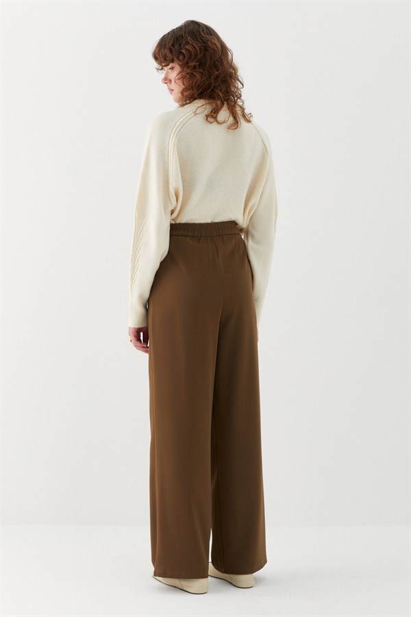 Bağcıklı Palazzo Pantolon Haki