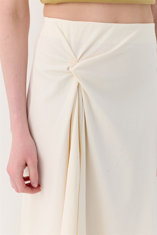 Bağlamalı İnterlok Etek Ekru