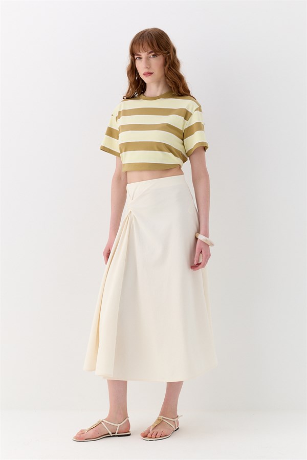 Bağlamalı İnterlok Etek Ekru