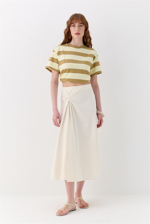 Bağlamalı İnterlok Etek Ekru