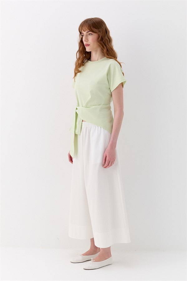 Bağlamalı Oversize İnterlok Bluz Yeşil