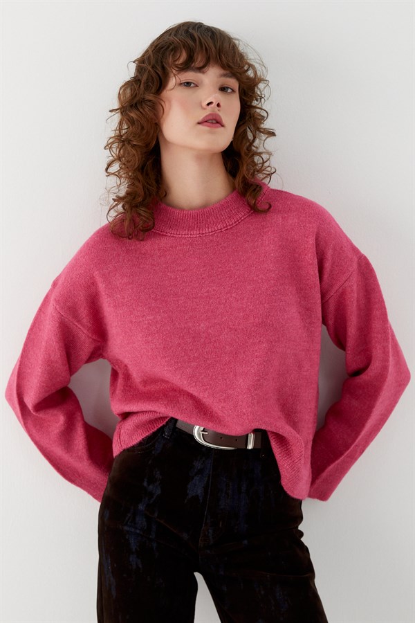 Basic Triko Kazak Pembe