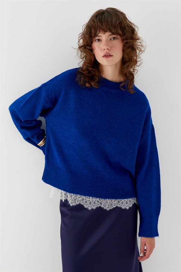 Basic Triko Kazak Saks Mavisi