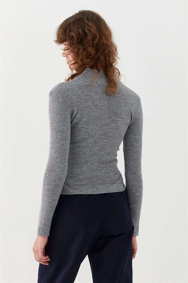 Belden Düğmeli Kazak Gri