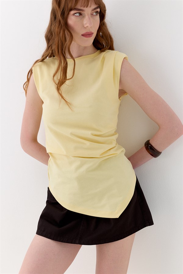 Beli Drapeli Bluz Sarı