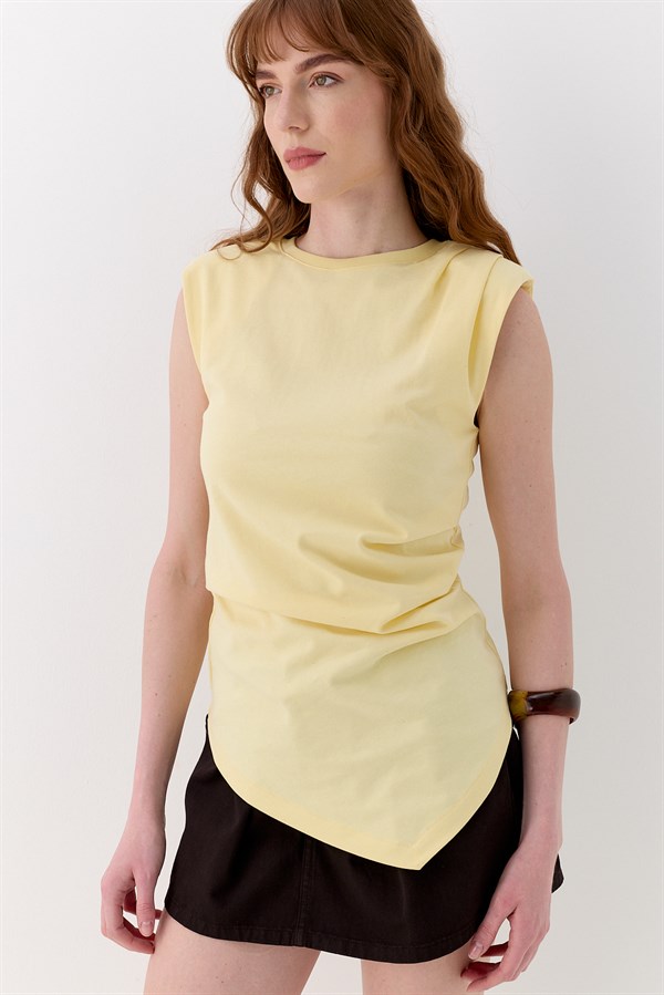 Beli Drapeli Bluz Sarı