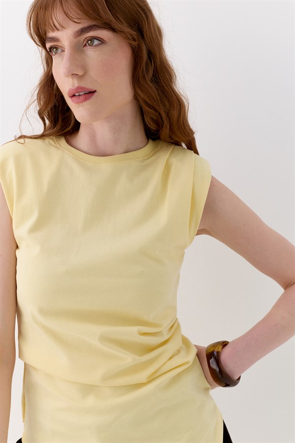 Beli Drapeli Bluz Sarı