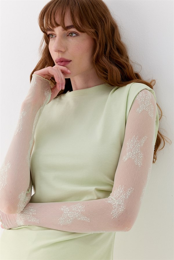 Beli Drapeli Bluz Yeşil