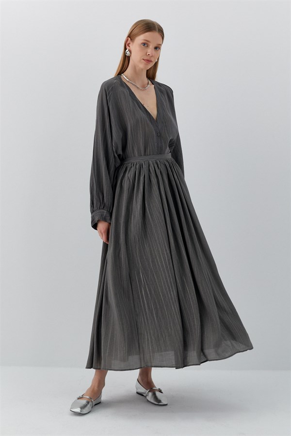 Beli Lastikli Uzun Etek Antrasit