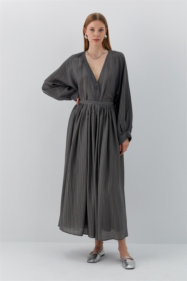 Beli Lastikli Uzun Etek Antrasit