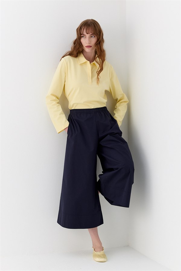 Bol Paça Pamuk Pantolon Lacivert