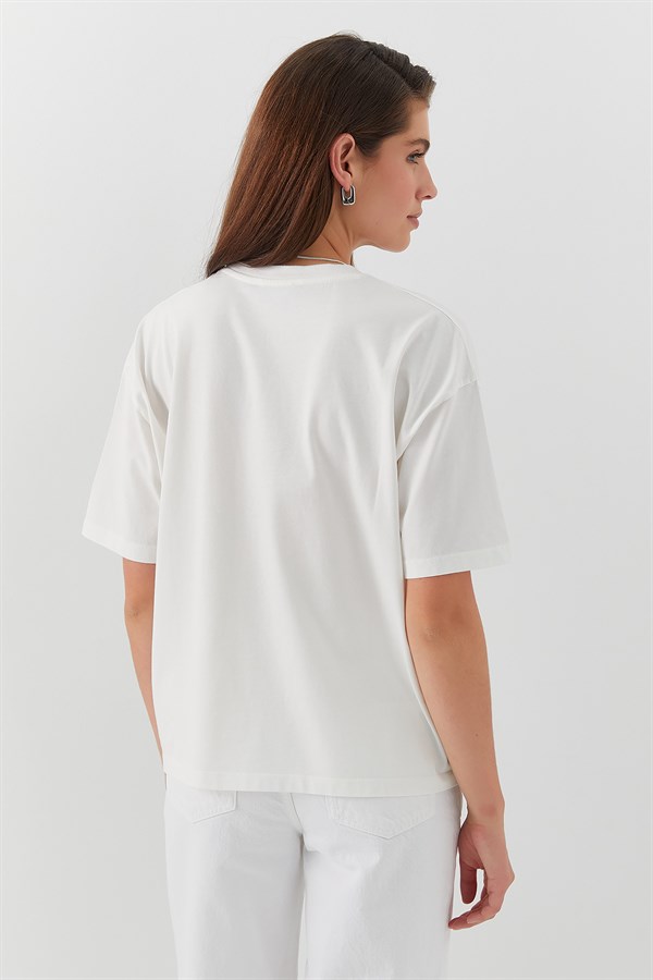 Cest Lavie Baskı T-shirt Ekru