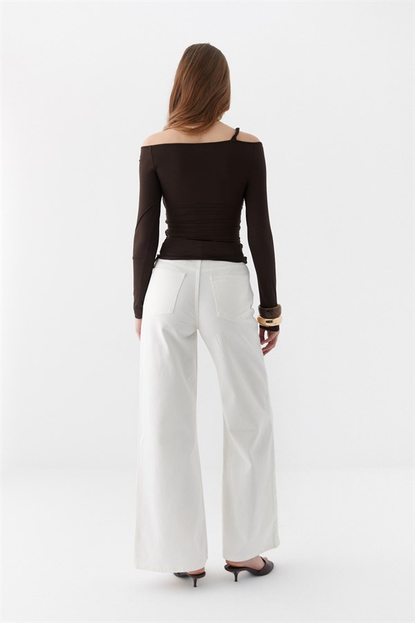 Çift Kat Drapeli Bluz Acı Kahve