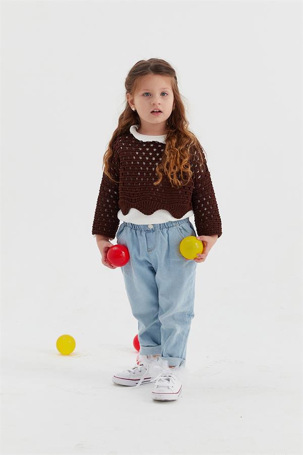 Çocuk Crop Triko Acı Kahve