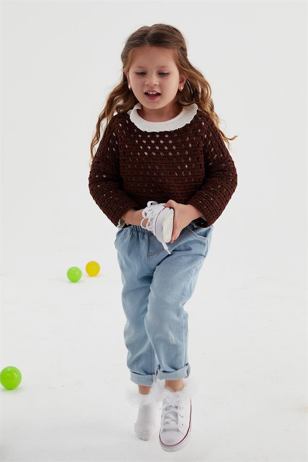 Çocuk Crop Triko Acı Kahve